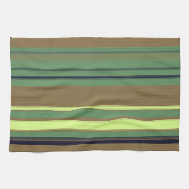 Camo Colour Striped Pattern Kitchen Towel (Horizontal)