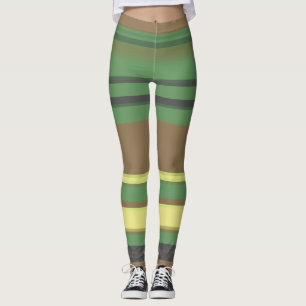 Camo Colour Striped Pattern Leggings