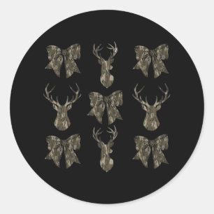 Camo Coquette Bow Deer Hunt Duck Hunting Women Gir Classic Round Sticker