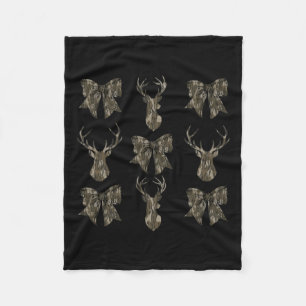 Camo Coquette Bow Deer Hunt Duck Hunting Women Gir Fleece Blanket