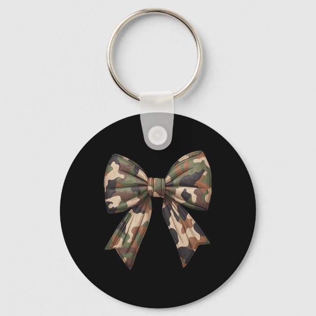 Camo Coquette Bow Duck Hunting Girls Kids Women Hu Keychain (Front)