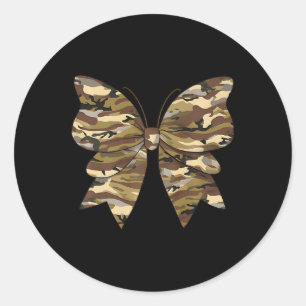 Camo Coquette Bow Duck Hunting Women Cute Butterfl Classic Round Sticker