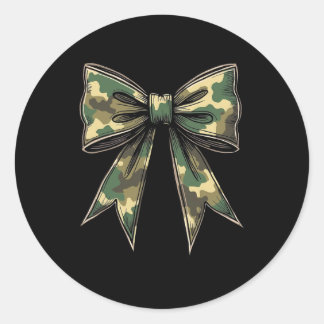 Camo Coquette Bow Hunt Duck Hunting Camouflage 2  Classic Round Sticker