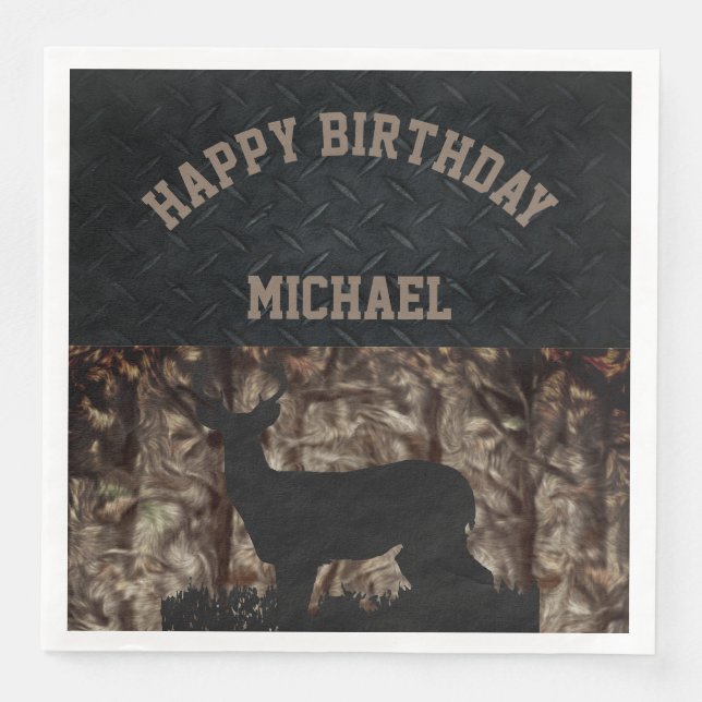 Camo Country Hunting Birthday Napkins (Front)