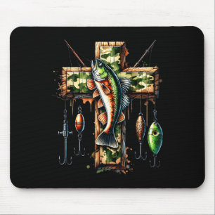 Camo Cross Fishing Faith Christian Fisherman Hunte Mouse Pad