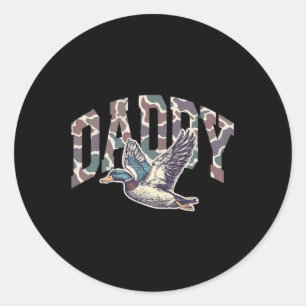 Camo Daddy Hunting Season Dad Mallard Duck Funny F Classic Round Sticker