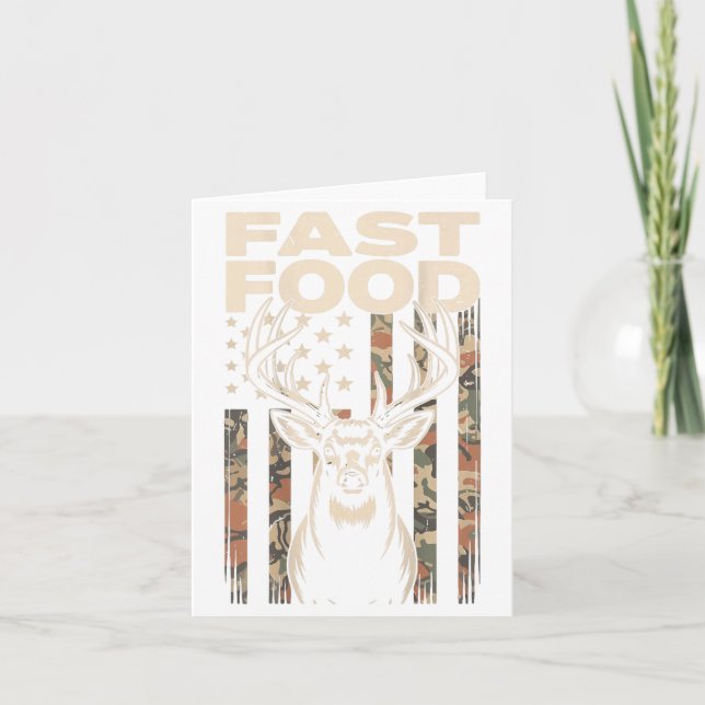 Camo Deer Hunting Fast Food Gag Hunter Gift Funny  Card (Front)