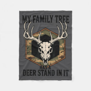 Camo Deer Hunting My Family Tree Has Deer Stand In Fleece Blanket