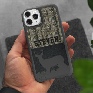 Camo Deer Hunting Personalized Buck Antlers iPhone 15 Case