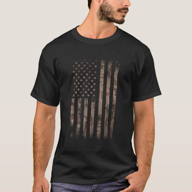 Camo Desert American Flag T-Shirt (Front)