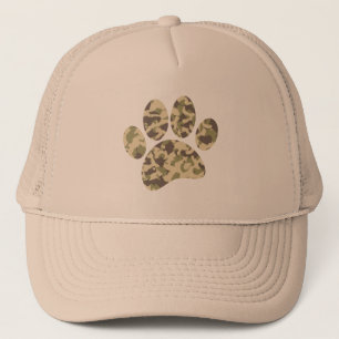 Camo Dog Paw Print Trucker Hat