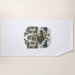 Camo Duck Dad Vintage Engraving T-Shirt Design_1 Beach Towel