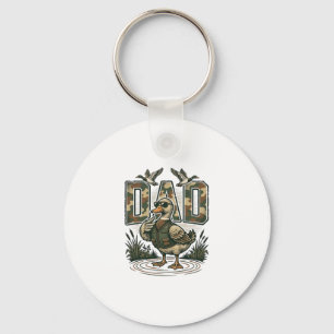 Camo Duck Dad Vintage Engraving T-Shirt Design_1 Keychain