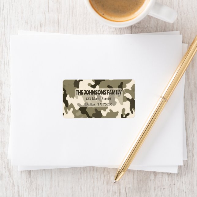 Camo Earthy Brown & Tan Return Address Label (Insitu)