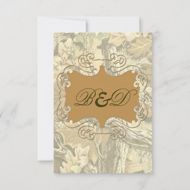Camo Elegant Orange Wedding Invitation (Front)