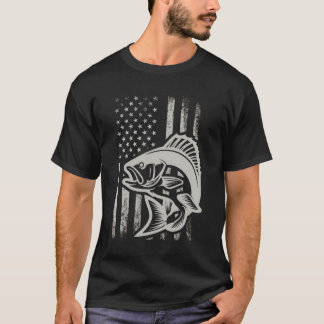 Camo Fishing Shirt Men Boys American Flag Bass Fis