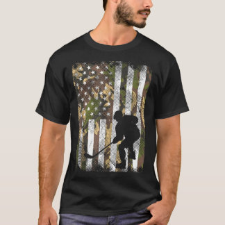 Camo flag ice hockey vintage patriotic player T-Shirt
