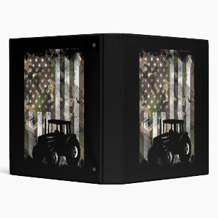 Camo Flag Tractor Vintage Farm Truck Patriotic Far Binder