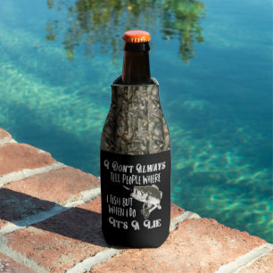Camo Funny Bass Fishing Quote Angler Fish Bottle Cooler