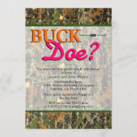 Camo Gender Reveal Invitations - Buck or Doe