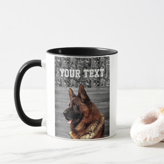 Camo German Shepherd Dog Breed Animal Name Mug (With Donut)