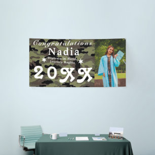 Camo Graduation Banner - Personalized Photo & Name