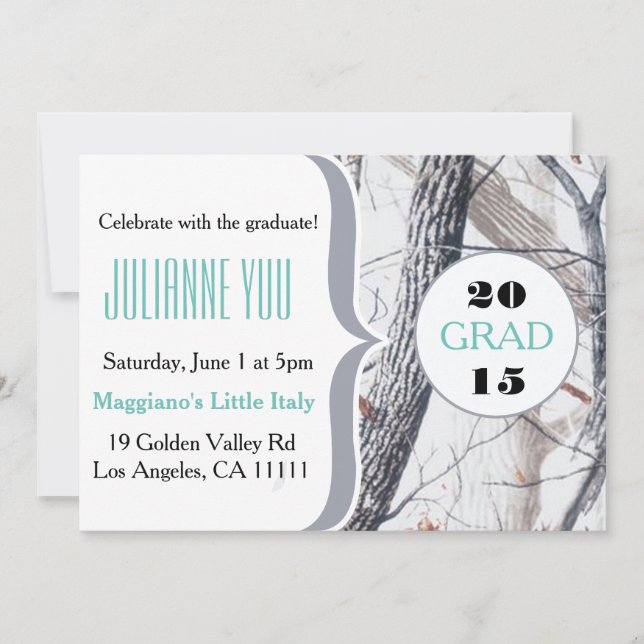 Camo Graduation Party 2015 Personalized Invite (Front)