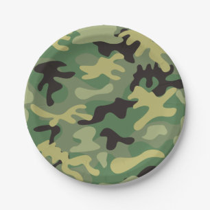 Camo Green   Army Birthday Paper Plate