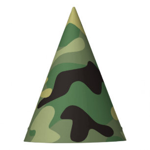 Camo Green Army Birthday Party Hat