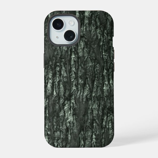 Camo: Green Bark iPhone 15 Case (Back)
