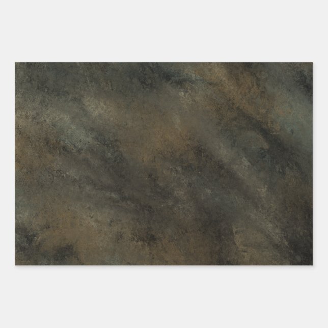 Camo green brown natural trendy camouflage wrapping paper sheet (Front)