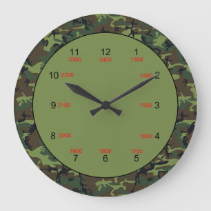 Camo Green  Military Time Wall Clock