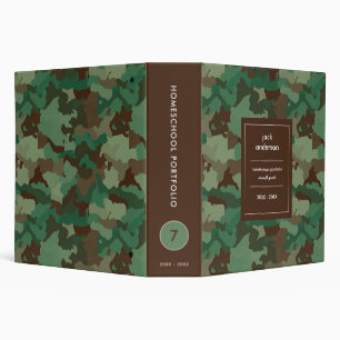 Camo Green Personalized Name Homeschool Portfolio Binder