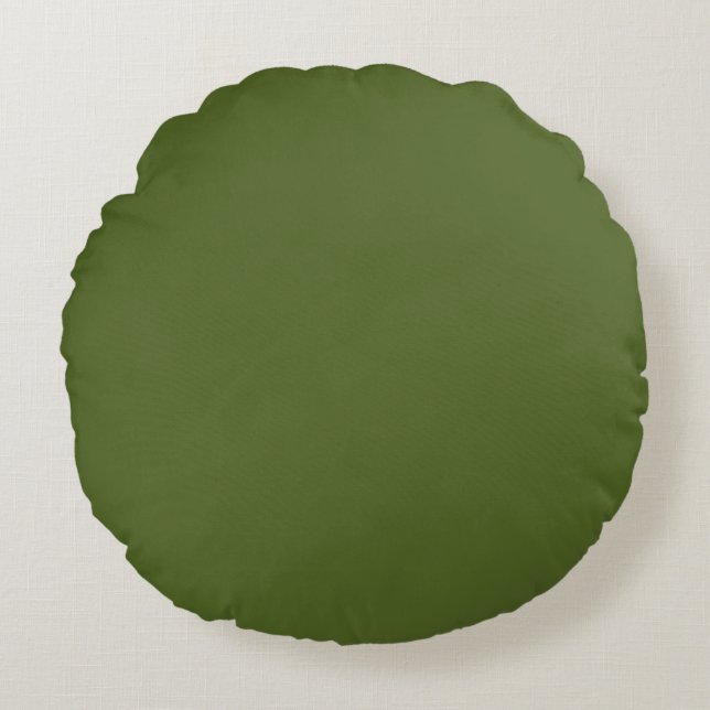 Camo green (solid colour) round pillow (Front)