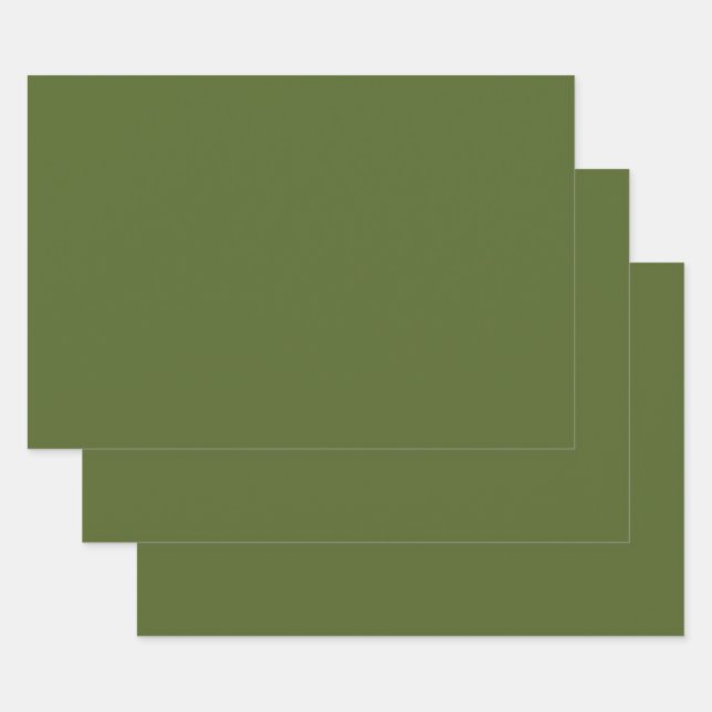 Camo green (solid colour) wrapping paper sheet (Set)