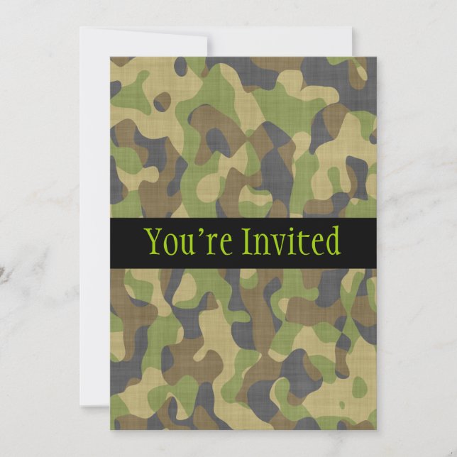 Camo Greens & Browns Invitation (Front)