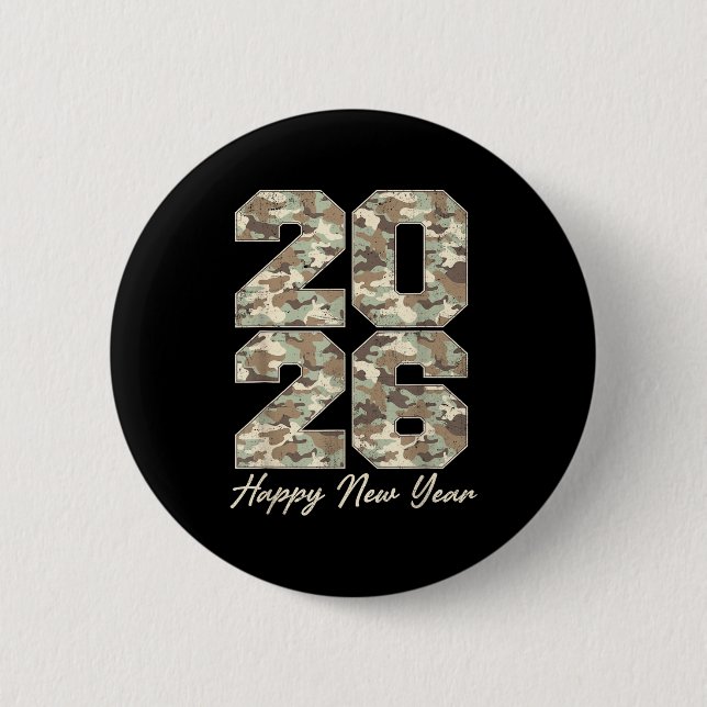 Camo Happy New Year Party 2026 Family Matching Cos 2 Inch Round Button (Front)