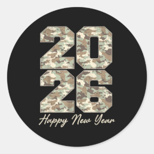 Camo Happy New Year Party 2026 Family Matching Cos Classic Round Sticker