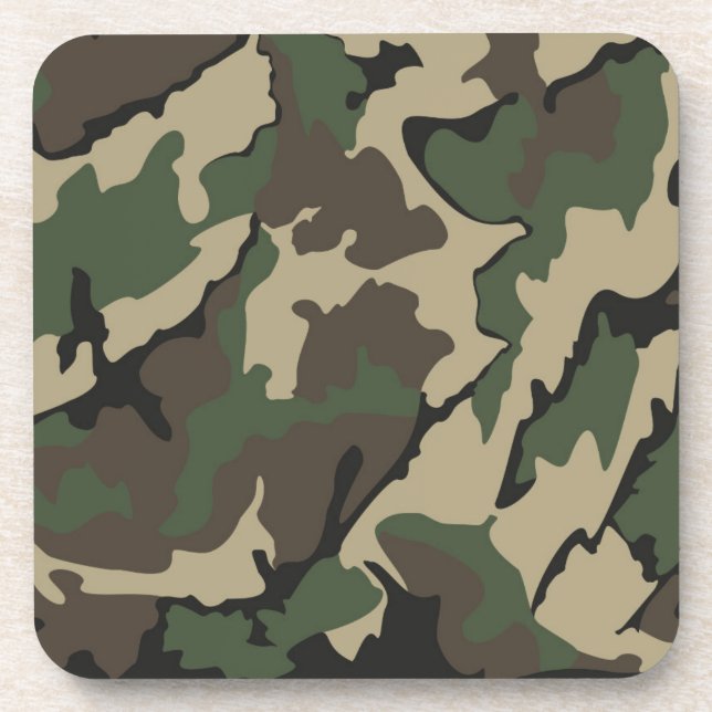 Camo, Hard Plastic coasters / cork back set of 6 (Front)