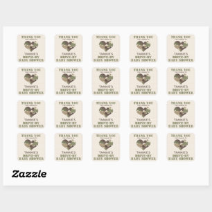 Camo Heart Drive By Baby Shower Thank You Square Sticker