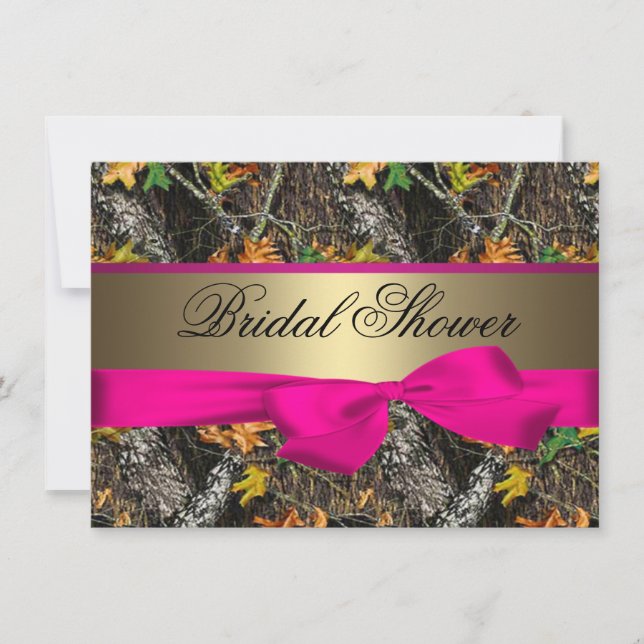 Camo & Hot Pink Bridal Shower Invitations (Front)