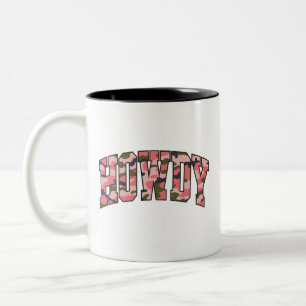 Camo Howdy Pink Preppy Camouflage Christmas Two-Tone Coffee Mug