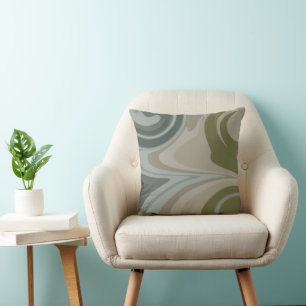 Camo Inspired Green and Blue Modern Throw Pillow