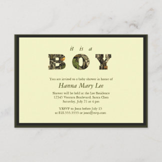 Camo It's A Boy Baby Shower Invitation