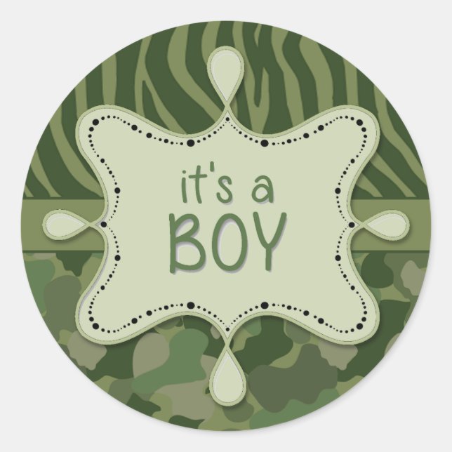 Camo It's a Boy Sticker (Front)