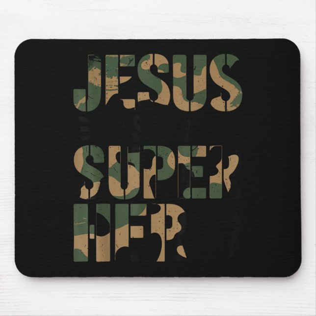 Camo Jesus Is My Superhero Toddler Boys Camouflage Mouse Pad (Front)