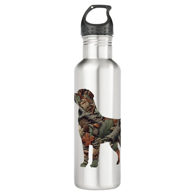 Camo Labrador Retriever Stainless Water Bottle (Front)