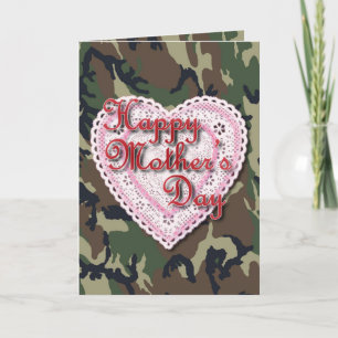 Camo Laced Heart for Mother's Day Card