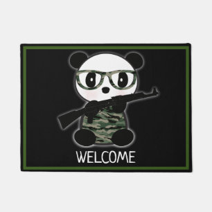 Camo Leon The Panda Bear Welcome Mat