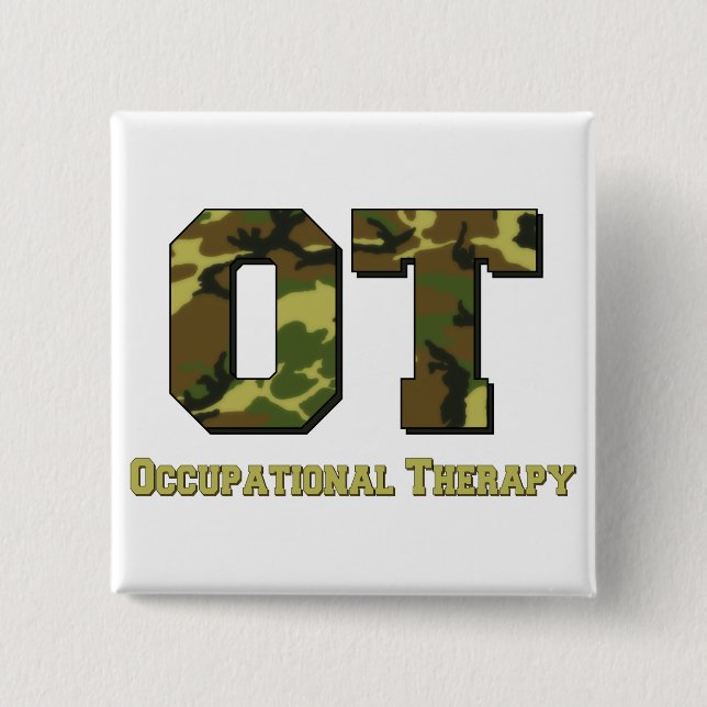 camo letters green 2 inch square button (Front)